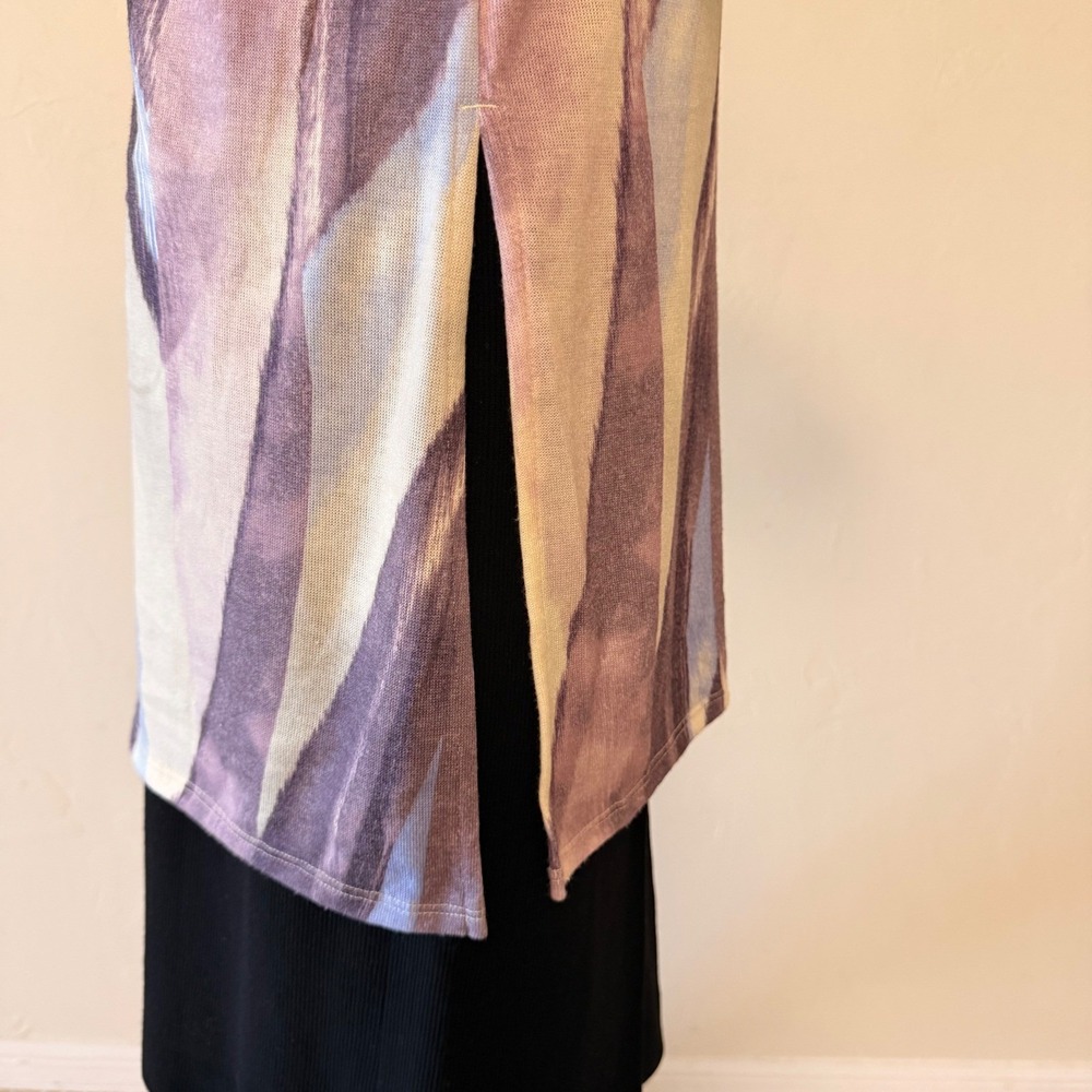 NWT Chico's Women's Abstract Print Tunic Top Purple Blue 3/4 Sleeve Size 0 - Picture 5 of 15